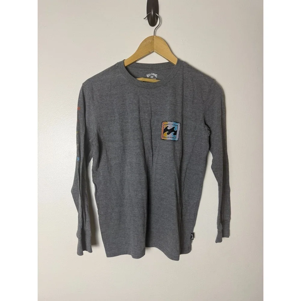 Billabong Gray Wave Logo Long‎ Sleeve T Shirt Boys M Casual